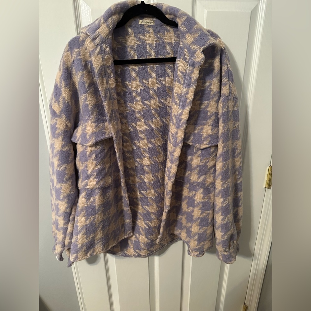 Plus size purple and cream coat